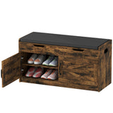 Shoe Storage Bench, Entryway Bench with 2-Tier Cabinet, Padded Cushion for Hallway