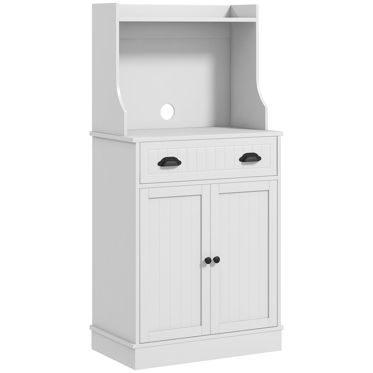 Microwave Cabinet, Kitchen Storage Cabinet with Drawer and Adjustable Shelf