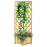 Jardinière Surélevée Bois avec Treillis pour Plantes Grimpantes, 16