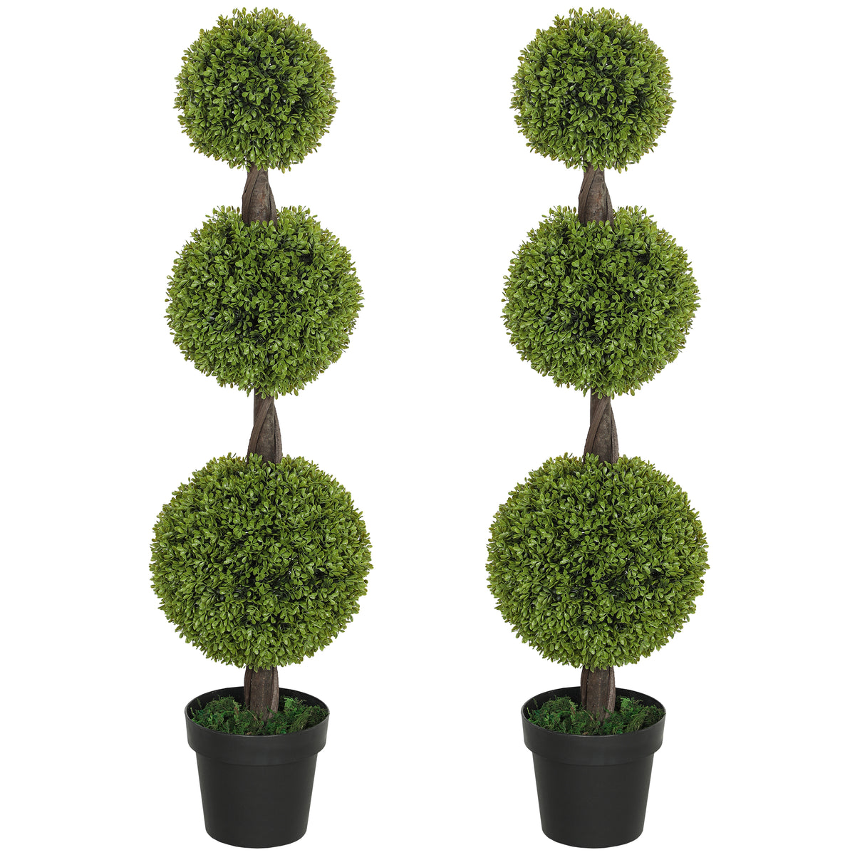 Ensemble de 2 topiaires en forme de boule de buis artificiel
