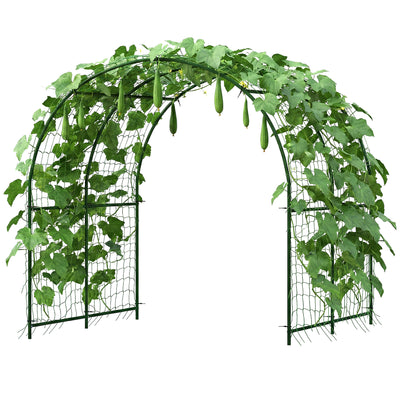 Garden Arch Trellis for Climbing Plants Outdoor, 7.1FT Tall Cucumber Trellis with Climbing Net for Backyard