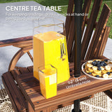 Wooden Outdoor Loveseat, Wagon Wheel Outdoor Bench with Table