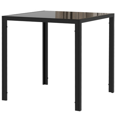 Table de cuisine carrée pour 2-4 personnes, table à manger avec plateau en verre et pieds en acier pour salle à manger