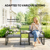 Outdoor Bistro Set, Patio Furniture Set with 2 Chairs and Side Table for Garden Balcony Poolside