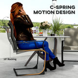 C Spring Motion Patio Chairs Set of 2 with Curved High Backrest, All Weather Breathable Fabric, Metal Frame