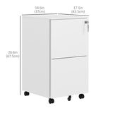 Vertical Steel Filing Cabinet on Wheels, 2-Drawer Lockable File Cabinet with Adjustable Hanging Bar for A4, Legal and Letter Size