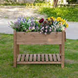 Raised Garden Bed with 8 Grids and Storage Shelf