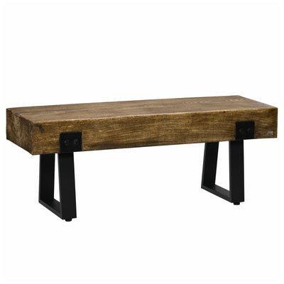 Outdoor Bench, Garden Bench with Metal Legs, Rustic Wood Effect Concrete