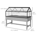 Wood Elevated Planter Box with Cold Frame Greenhouse, Raised Garden Bed for Vegetables