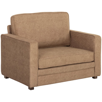 Accent Chair, Velvet-feel Fabric Armchair with Wide Seat, Solid Wood legs