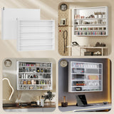 5-Tier Display Cabinet, Shot Glass Display Case, Glass Curio Cabinet with 2 Glass Doors and 4 Adjustable Shelves