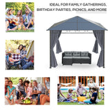 10' x 10' Polycarbonate Hardtop Gazebo Canopy, Outdoor Patio Gazebo with Aluminum Frame & Curtains