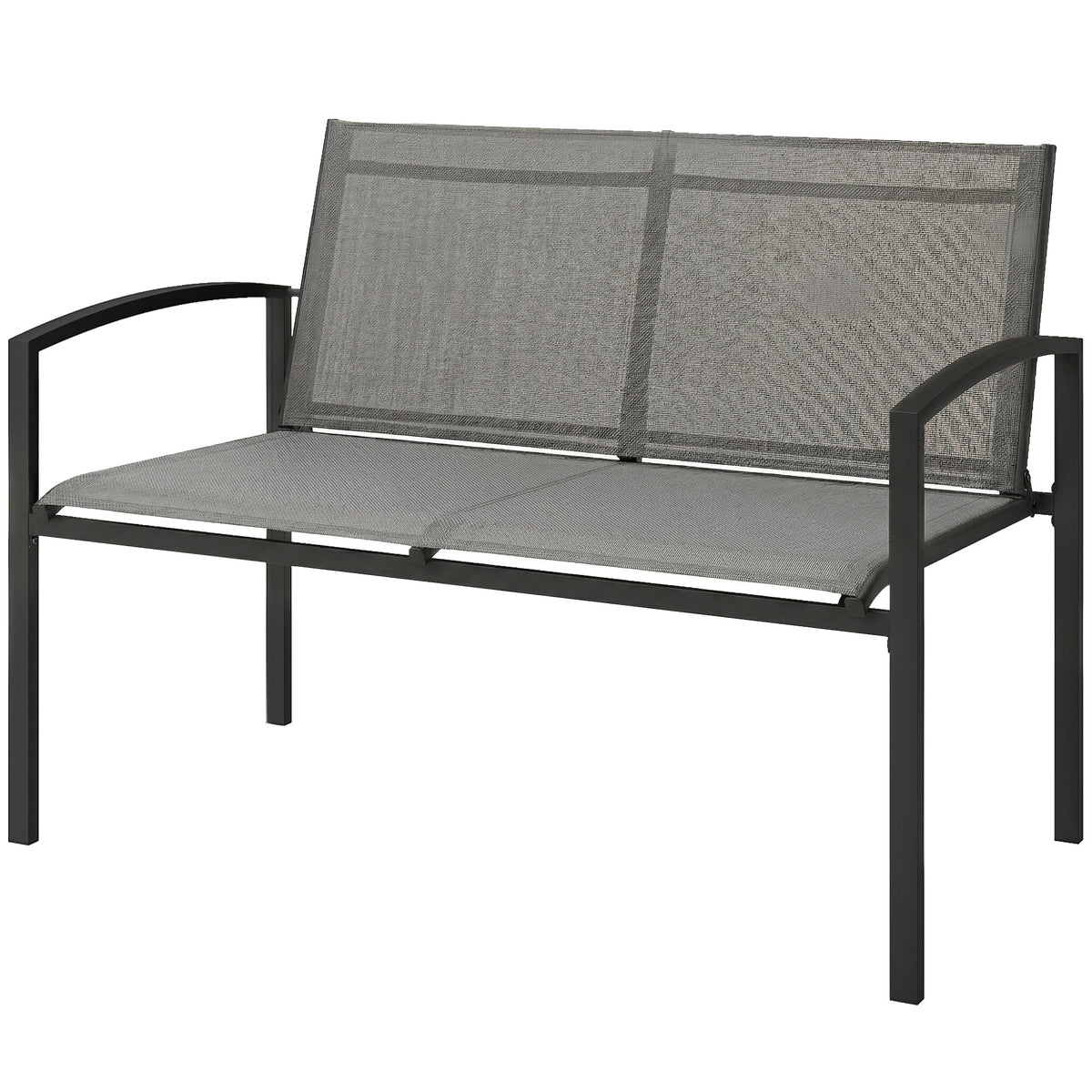 Outdoor Garden Bench, 44 in Metal Patio Garden Park Bench with Breathable Mesh Fabric, 528 lb Load Capacity