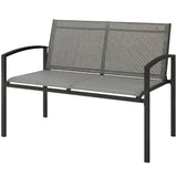 Outdoor Garden Bench, 44 in Metal Patio Garden Park Bench with Breathable Mesh Fabric, 528 lb Load Capacity