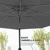 10' x 8' Round Market Umbrella, Patio Umbrella with Crank Handle and Tilt