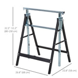 Set of 2 Adjustable Telescopic Builders Trestle, DIY Steel Work Bench Carpenter, Folding Saw Horse Tools