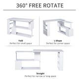 Bureau en L de 119,4 cm, bureau d'angle rotatif à 360°, bureau d'ordinateur réversible avec étagère de rangement pour bureau à domicile