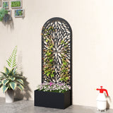 Metal Raised Garden Bed with Trellis for Climbing Plants