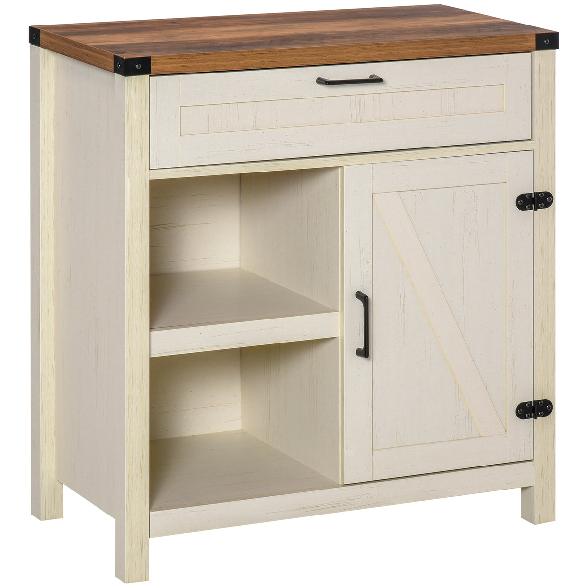 Rustic Barn Door Storage Cabinet Modern Farmhouse Buffet Sideboard for Kitchen