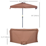 Parasol demi-parapluie 7,5 pi pour patio avec manivelle