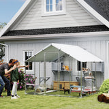 Grand meuble de catio en métal pour l'extérieur de 94,5 po avec housse imperméable, 2 boîtes de repos, 7 plateformes