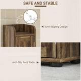 Narrow Bathroom Cabinet, Tall Bathroom Storage Cabinet with Barn Doors, Drawer and Adjustable Shelves