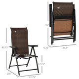 Chaise berçante en rotin pliante, fauteuil relax extérieur en osier portable avec 7 positions dossier ajustables pour jardin