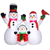 8ft Inflatable Christmas Snowman Family with A Red Bird