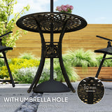 30-inch Round Patio Dining Table with Umbrella Hole Cast Aluminium Outdoor Bistro Table