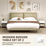 Nightstand Set of 2, Modern Bedside Table with Rounded Corners, Nightstand with Drawer and Open Shelf