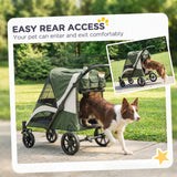 Foldable Pet Stroller for Medium Dogs with Four Big Wheels, Shock-Absorbing Frame