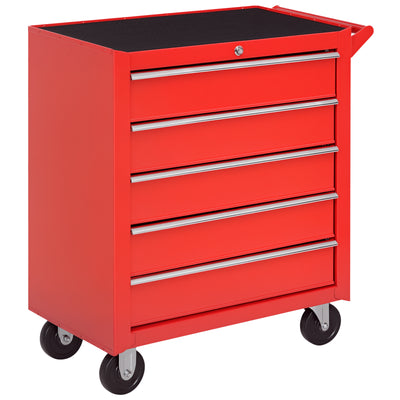 5 Drawer Roller Tool Chest, Mobile Lockable Toolbox, Storage Organizer with Handle for Workshop Mechanics Garage