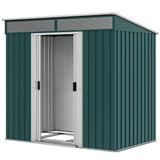 6.5x4FT Galvanised Metal Shed with Foundation Kit, Lockable Garden Tool Storage House with Sliding Doors