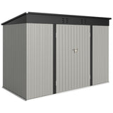 Remise de rangement pour jardin en acier galvanisé 9' x 4' avec portes verrouillables, gants et 2 bouches de ventilation
