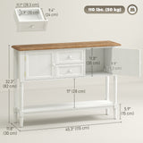 Vintage Console Table with 2 Drawers and Cabinets, Retro Sofa Table for Entryway