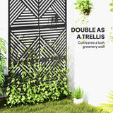 Metal Outdoor Privacy Screen, Freestanding Outdoor Divider with Stand, 78