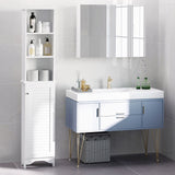 Tall Bathroom Storage Cabinet, Freestanding Linen Tower with 3-Tier Open Adjustable Shelf