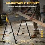 Mitre Saw Stands, Sawhorses with Height Adjustable Legs, 2x4 Bracket