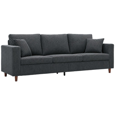 3 Seater Sofa with Wide Seat, Corduroy Couch with Deep Seat