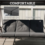Lit balançoire patio convertible avec auvent et coussins, balançoire de porche 3 places pour extérieur