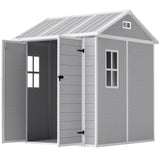 6' x 6' Resin Outdoor Storage Shed with Floor, Lockable Doors and Vents for Backyard Patio Lawn