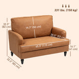 Modern Accent Chair, Leathaire Armchair with Turned Legs and Wide Seat