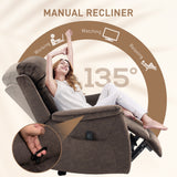 Fauteuil inclinable manuel avec massage par vibration, fauteuil inclinable pour salon avec poches latérales