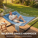 Hammock with Stand Heavy Duty Camping Hammock with Steel Frame for Patio Backyard Blue and White