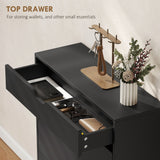 Narrow Shoe Cabinet for Entryway with 2 Flip Drawers, Top Drawer and Adjustable Shelves for 12 Pairs of Shoes