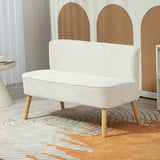 Modern 2 Seater Sofa, Upholstered Two Seater Couch with Rubber Wood Legs
