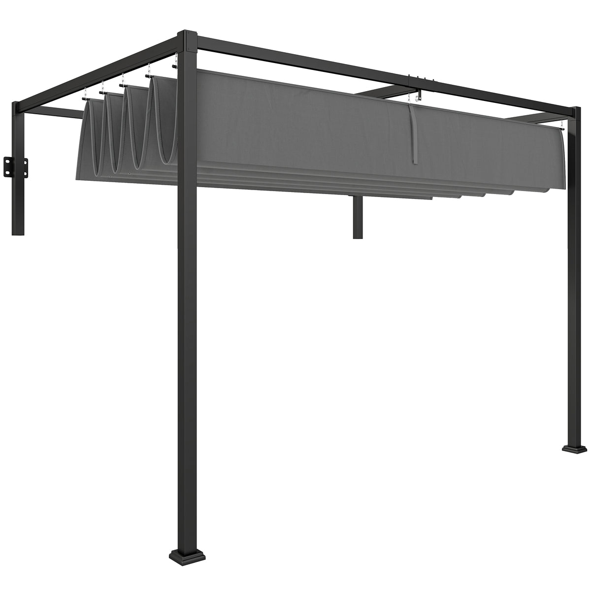 10' x 7' Lean To Pergola, Metal Pergola with Retractable Roof for Grill