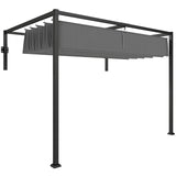 10' x 7' Lean To Pergola, Metal Pergola with Retractable Roof for Grill