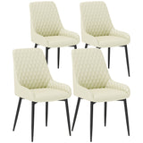 Chaises de cuisine rembourrées, lot de 2 chaises de salle à manger modernes avec capitonnage en losange et pieds en acier pour salle à manger