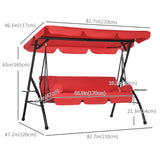 Balançoire de patio 3 places, chaise convertible 2 en 1 lit plat, balançoire planeur avec auvent d'ombre réglable